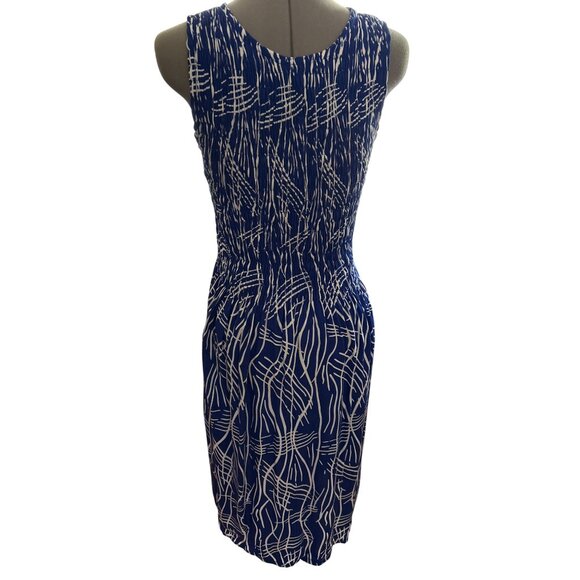 Island Planet Blue & White Sleeveless Midi Dress Womens Beachwear Vacay - Picture 3 of 7